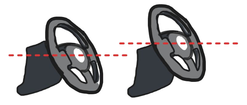 Two steering wheels at different heights