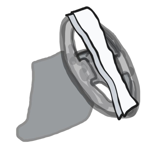 The coupling bar across a steering wheel